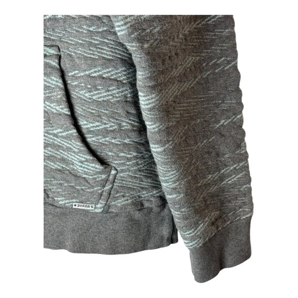 Prana Sweatshirt Women XL Gray Teal Quilted Organic Cotton Carin Hoodie Gorpcore - Image 6