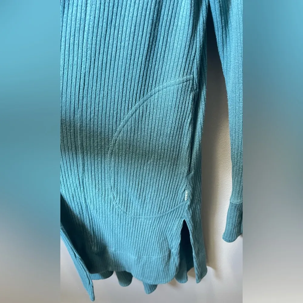 Athleta Cardigan Women's Teal Long Sleeve Open Front Hooded Pockets Knit Size XS - Image 5