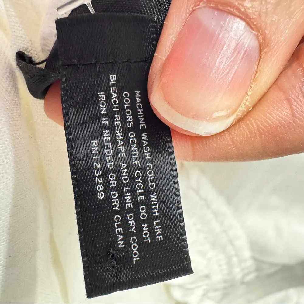 Aqua White Smocked Ruffled Tiered Mini Dress Womens L Cottage Core Beachy Linen - Image 5