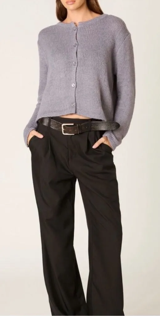 Nia Ariana Grey Cardigan Wool Blend Button Front Knit Sweater Womens Size Medium Gray - Image 1