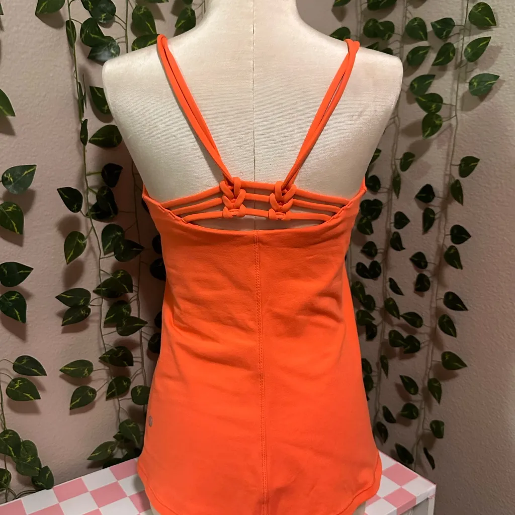 LULULEMON Sunset Flow Tank Size Medium Cape Red Orange Neon Strappy Back - Image 2