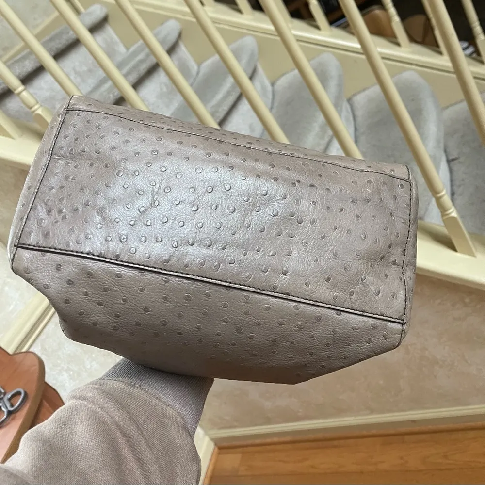 Kate Spade Windsor Square Angeline Ostrich leather Satchel Purse Beige Tan - Image 5