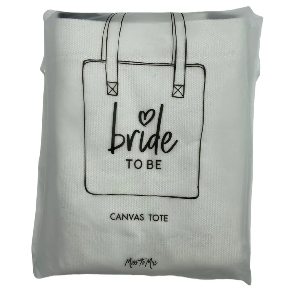 Miss To Mrs “Bride To Be” Wedding Canvas Tote Bag NEW White - Image 3