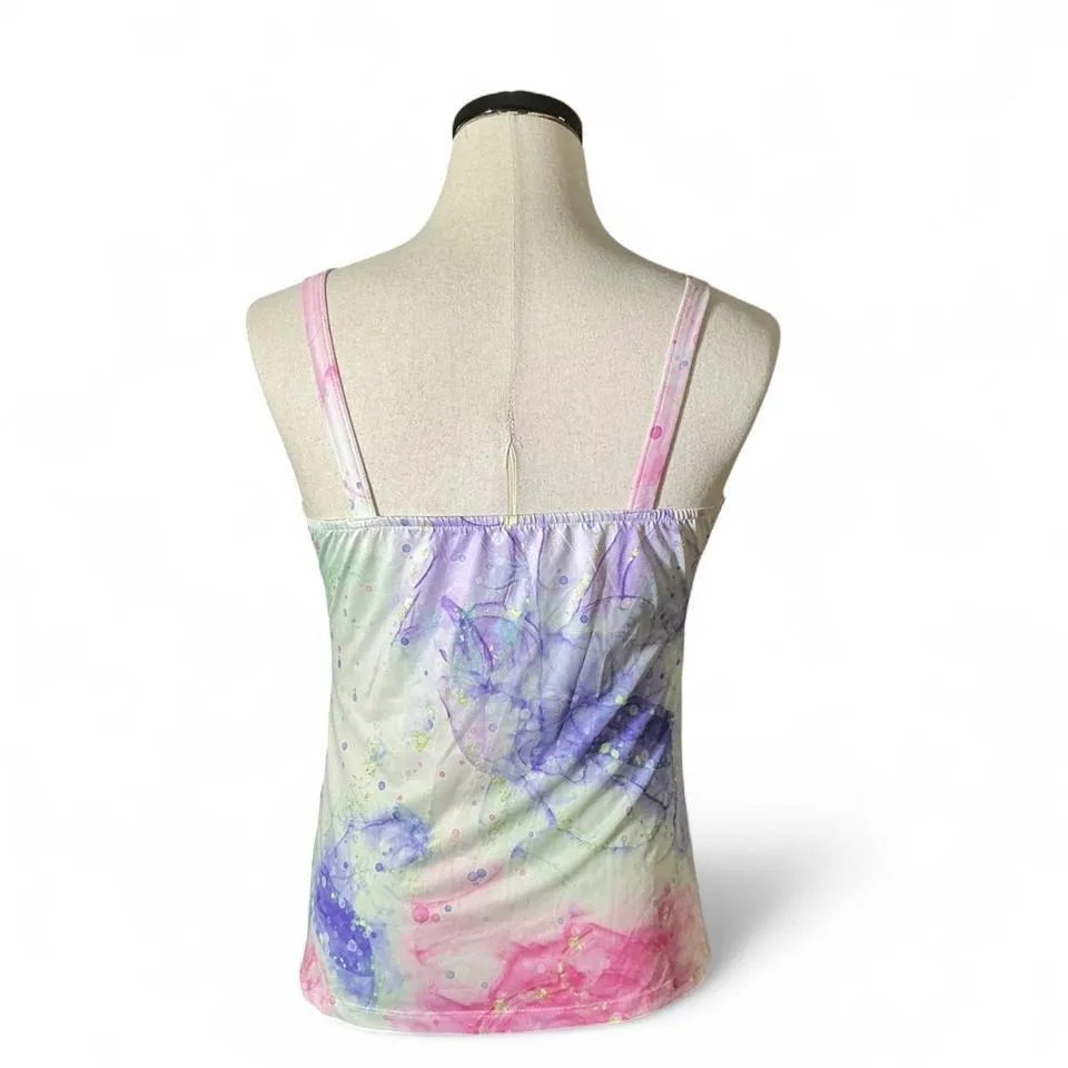 Abstract Marble Pink Purple Tank Top Women's Size S V - Image 2