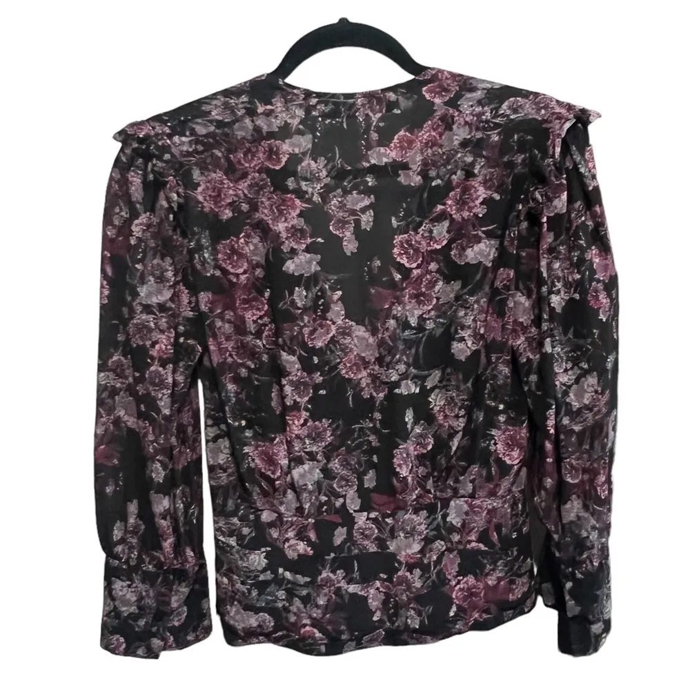 IRO Vulca Blouse in Black & Burgundy in Excellent Pre Loved Condition - Image 7