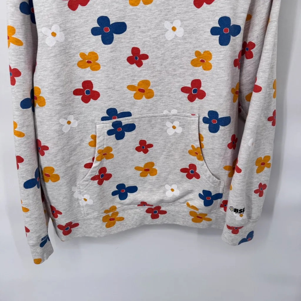 BSR by Samii Ryan Sweatshirt Womens S Gray Whimsical Flower Power Cotton Blend - Image 3
