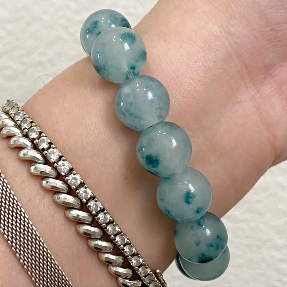 Handmade Pi Xiu Green Chalcedony Beads Natural Gemstone Lucky Bracelet One Size - Image 3