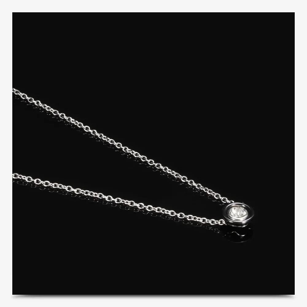 NEW 18k Gold Plated White Ceramic Bezel Set Diamond Pendant‎ Necklace, 18-20” - Image 11