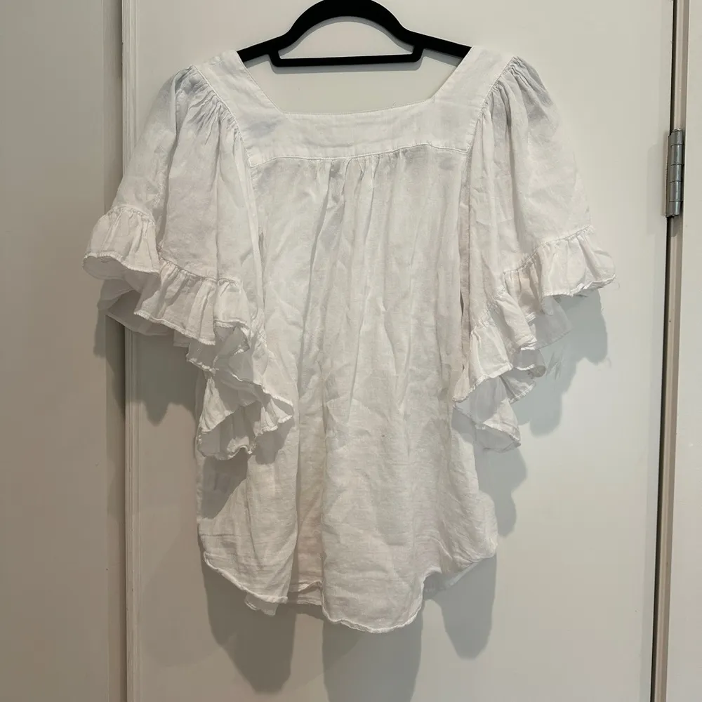 White Ruffle Sleeve Women's Top - Image 2