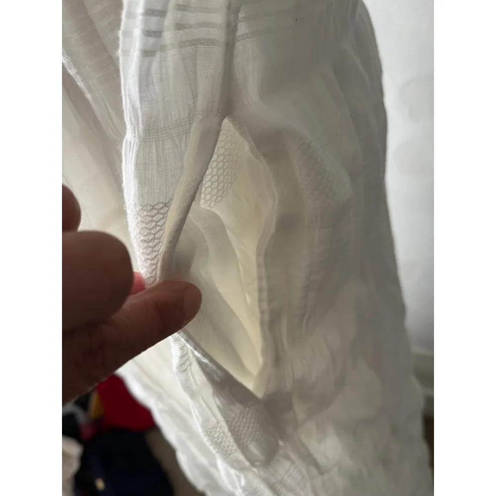 Max Studio sleeveless white cotton tiered flowy gathered house Dress Size L - Image 8