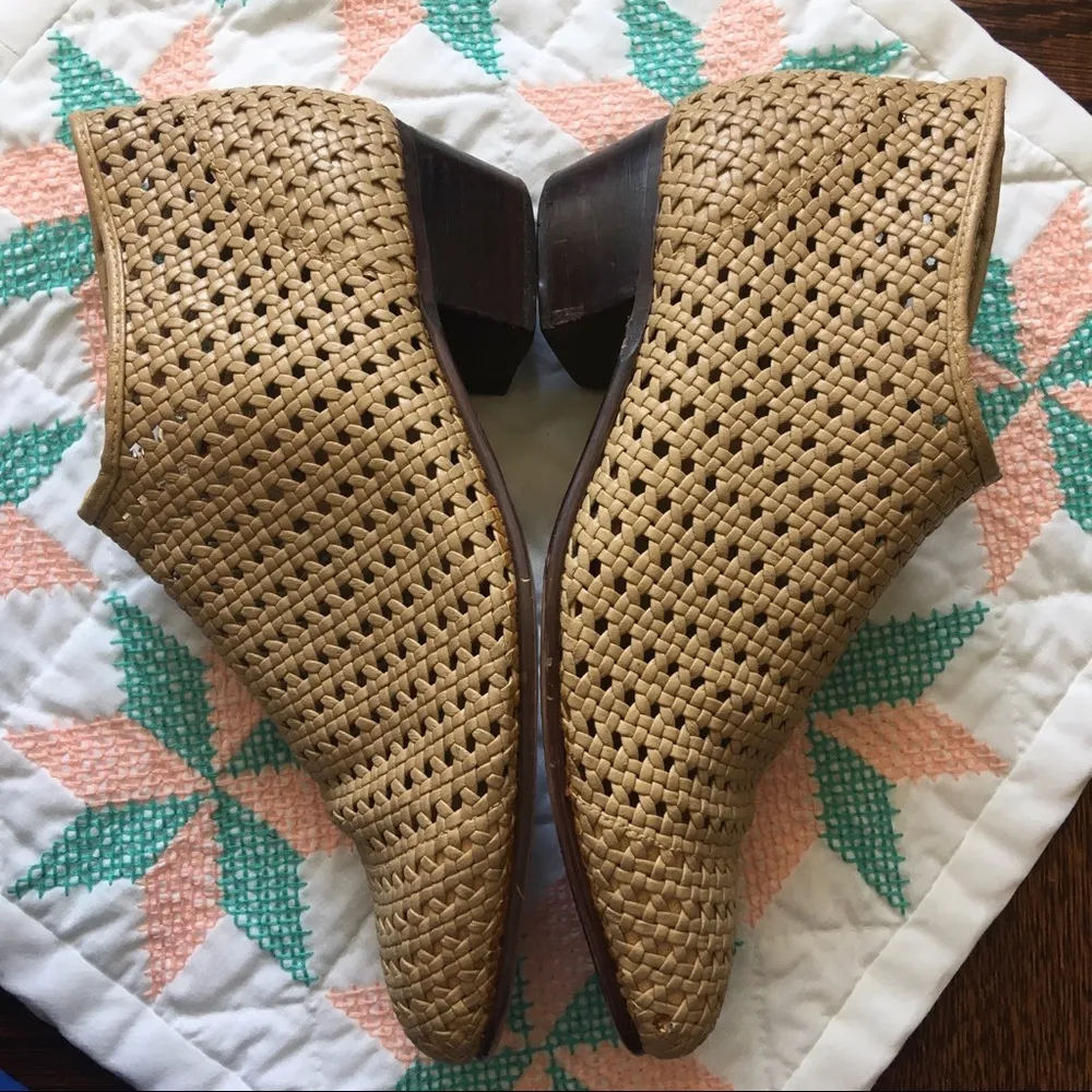 Vintage Open Weave Booties Woven Basket Weave Size undefined - Image 2
