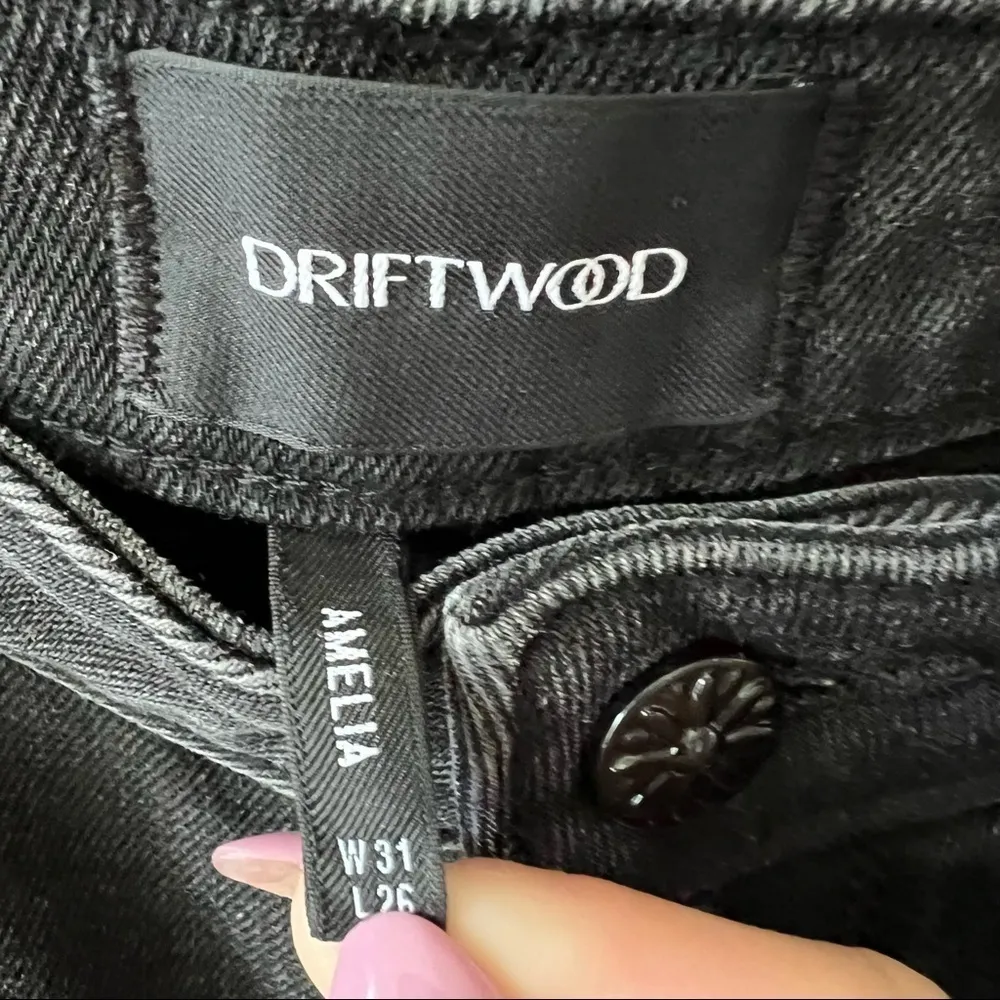 DRIFTWOOD Amelia High Rise Straight Crop Black Studded Raw Hem Jeans - Image 9