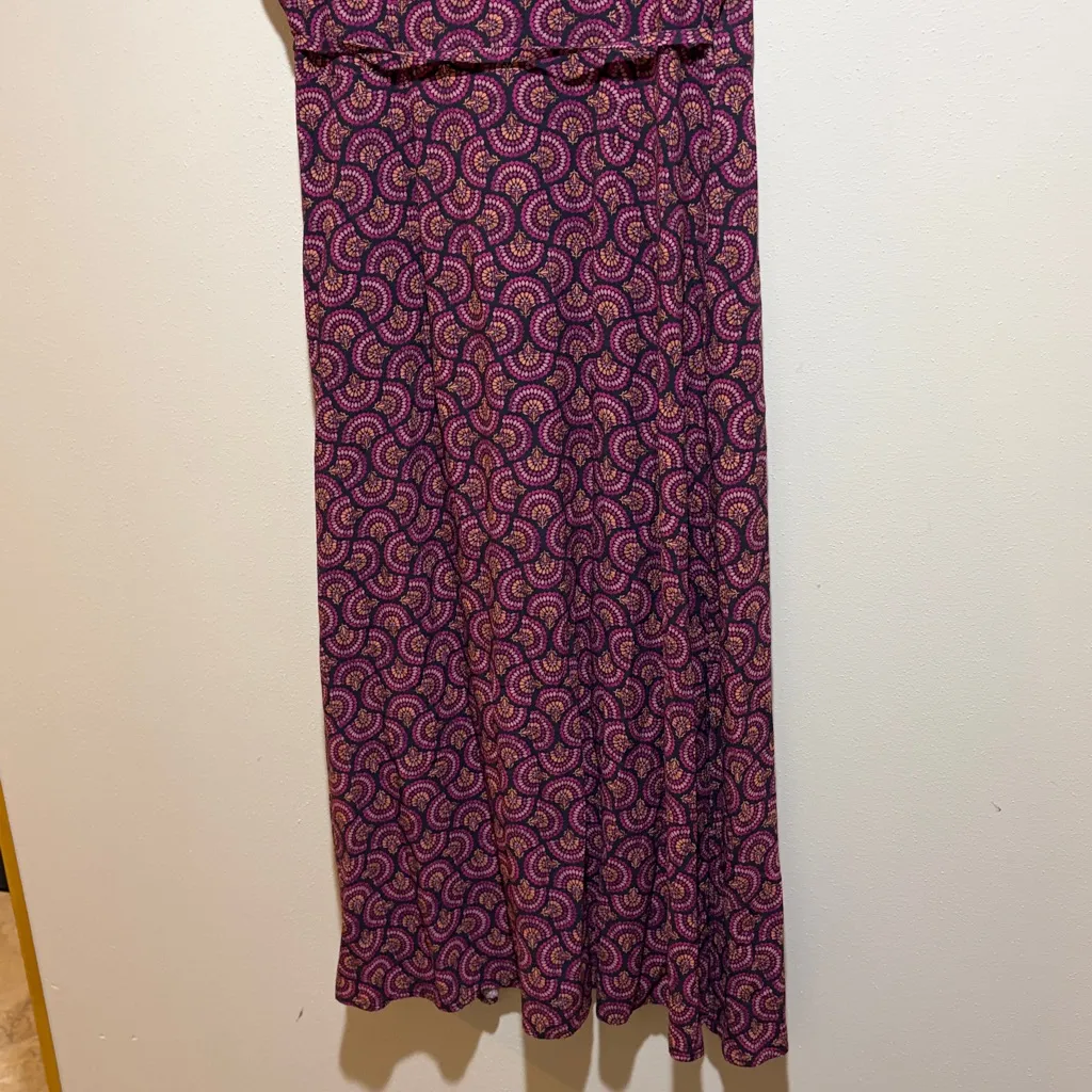 Marine Layer Emlyn Midi Wrap Short Sleeve Dress Fan Block Print Size Small - Image 13