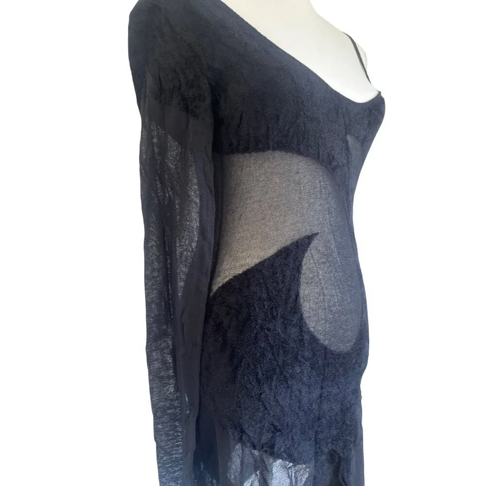 THE ATTICO Long Sleeve Mini Dress in Black 42 New Womens Knit Sheer sweater Size undefined - Image 6