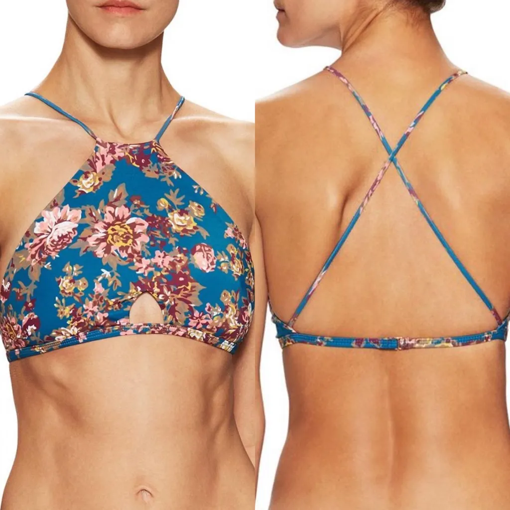Tavik Rylan Halter Swim Top Medium Turquoise Terrace Floral NWT - Image 5
