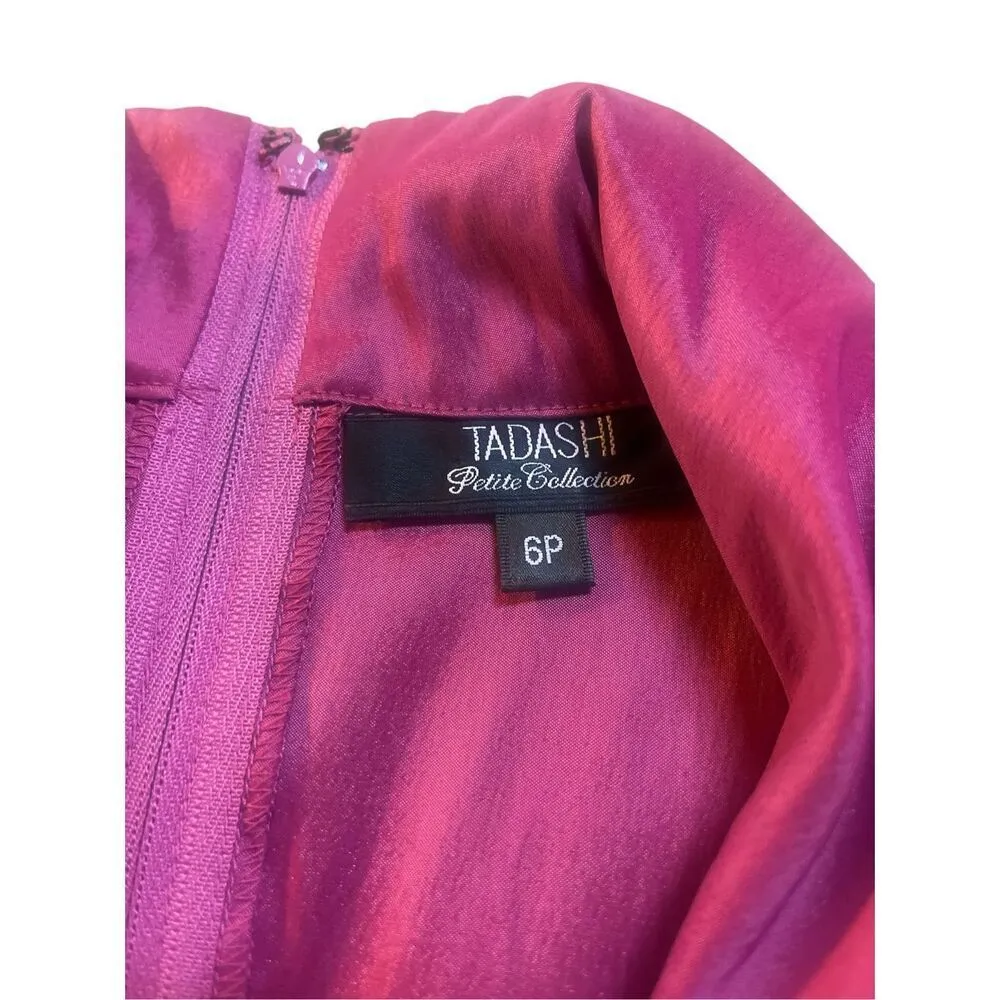 Tadashi Shoji magenta taffeta blouse Petite collection sz 6 petite - Image 4
