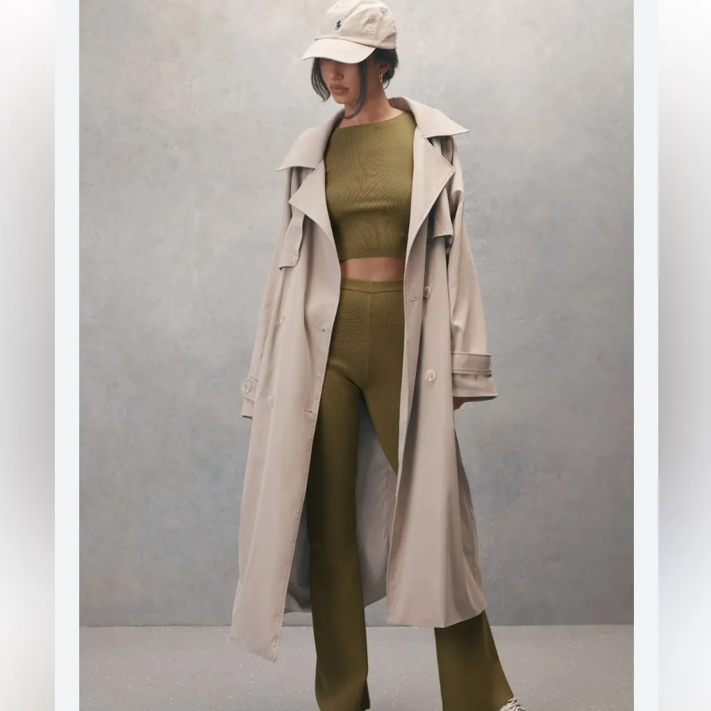 Meshki Andreas Oversized Trench Coat in Beige Tan Size XL - Image 3