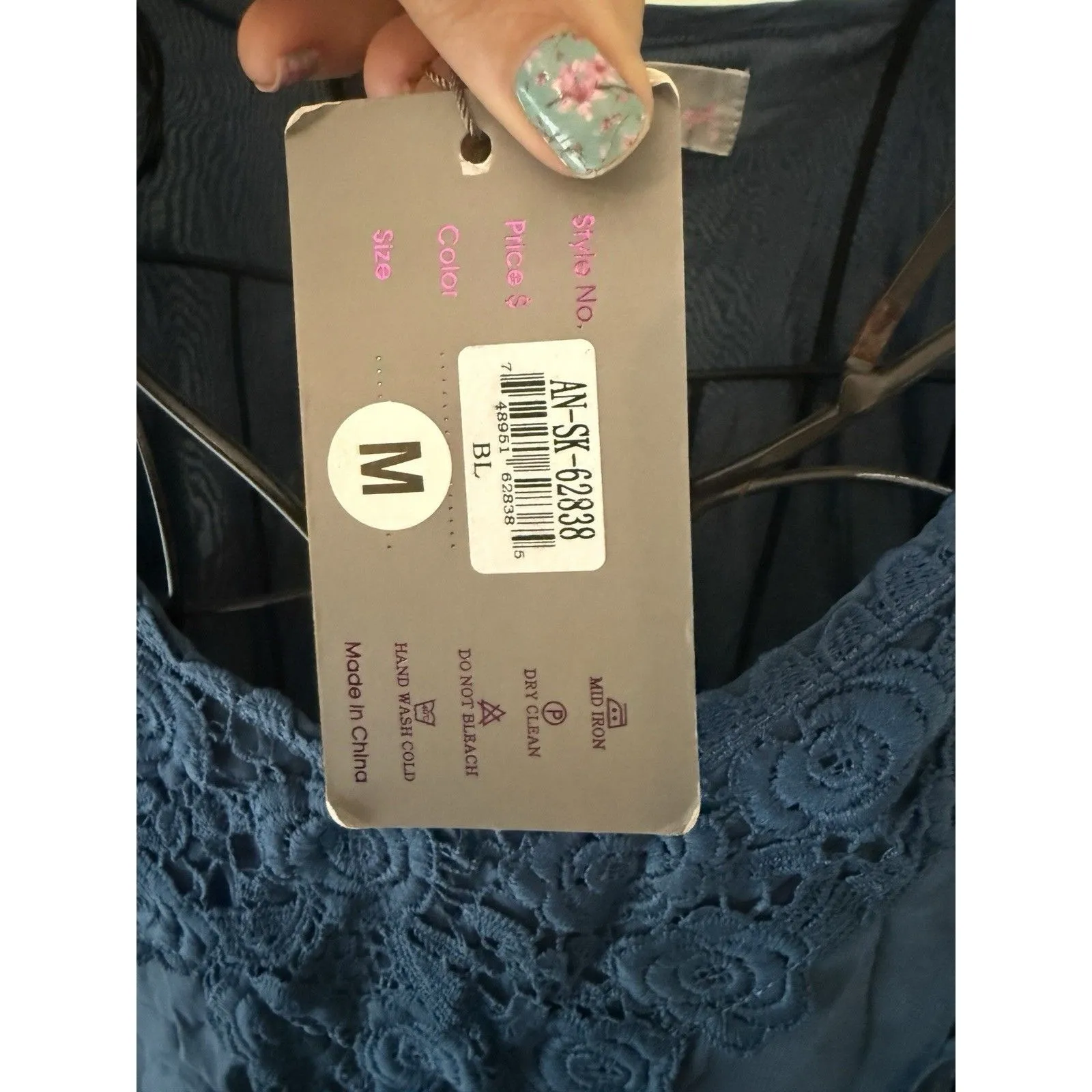 Pretty Angel Tank Dress Women M Blue Embroidered Sleeveless Lagenlook NWT - Image 4