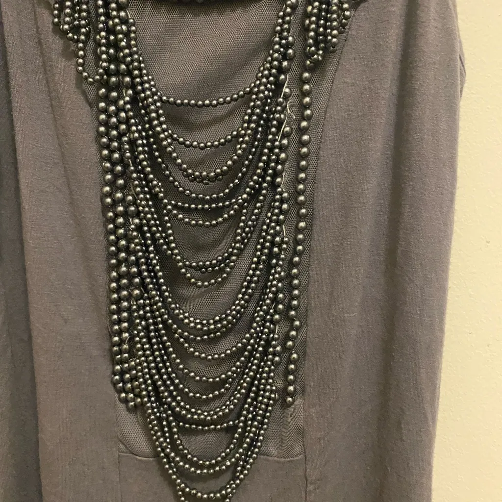 Twentyone Womens Dark Gray Metal Beaded Neck & Front Tank Top S Small - Image 4