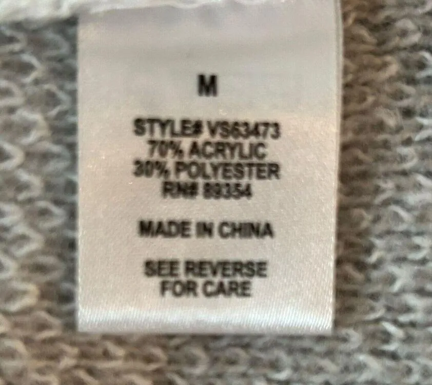 Adrienne Vittadini Womens Size M Gray White Checked Fringe Open Sweater - Image 12