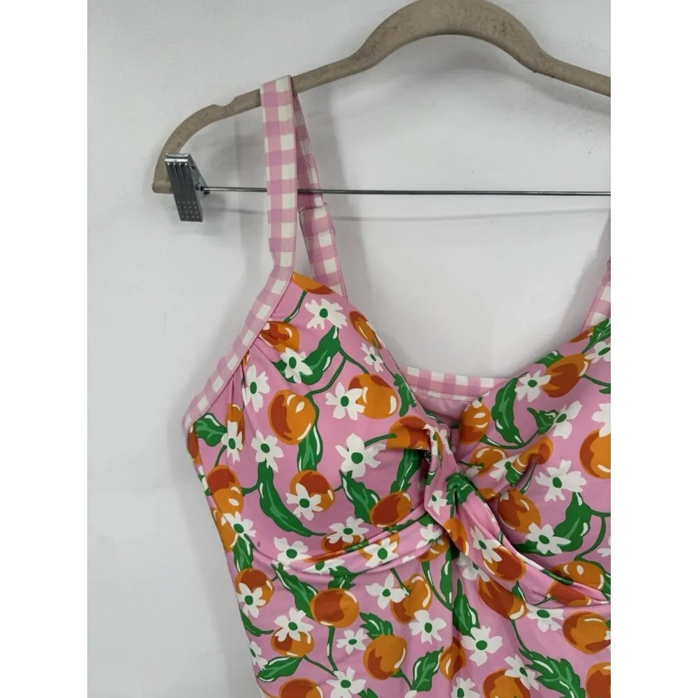 Draper James Lands End Peach Print One Piece Swimsuit Women 18W Pink Preppy - Image 9
