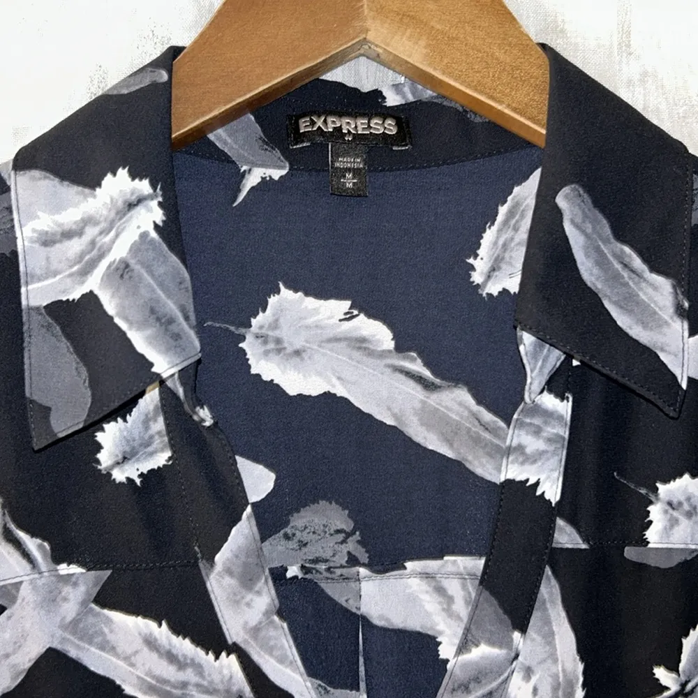 Size M Semi Sheer Feather Button Down Shirt - Image 6