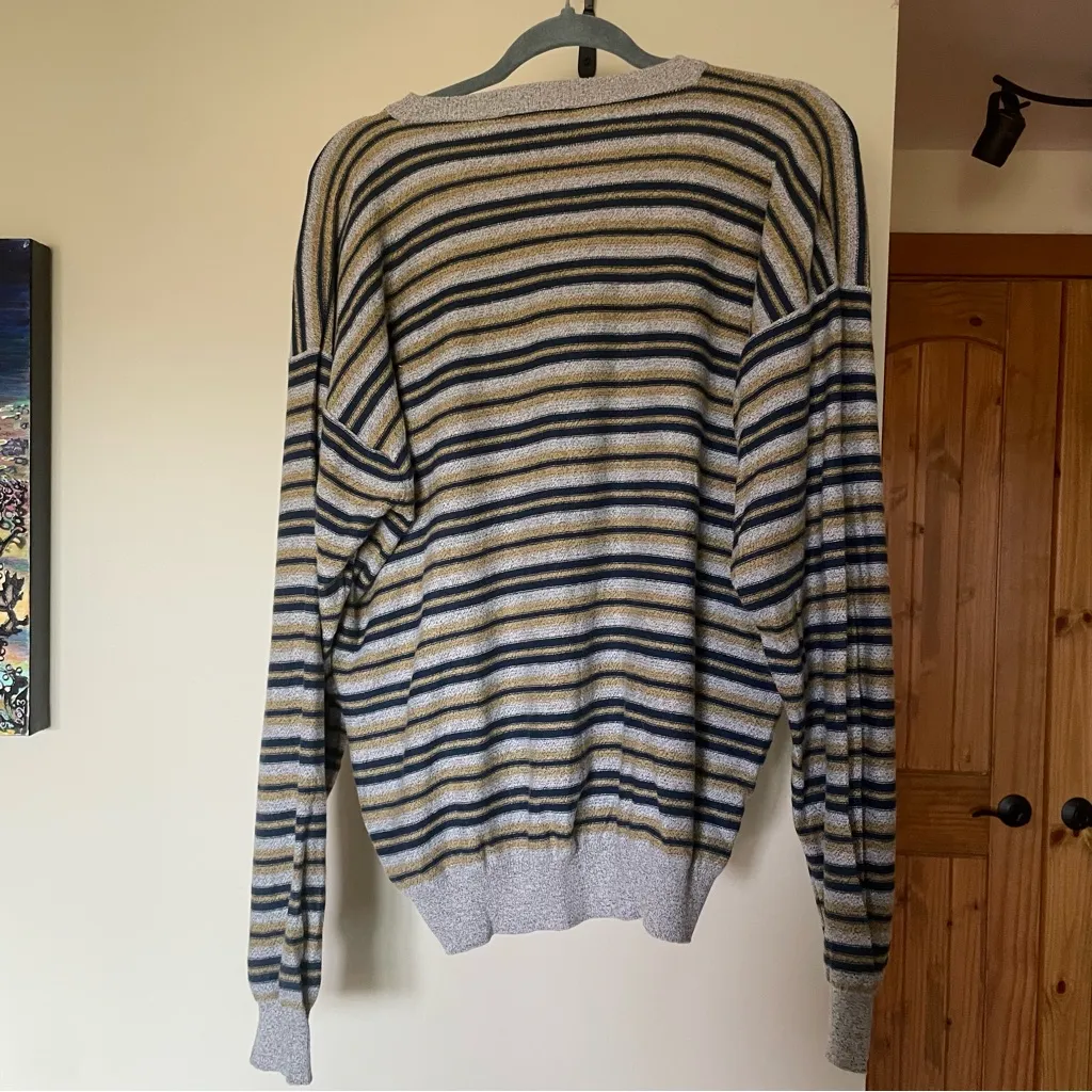 90s Vintage Barneys New York Oversized Retro Grunge Striped Crewneck Sweater L - Image 6