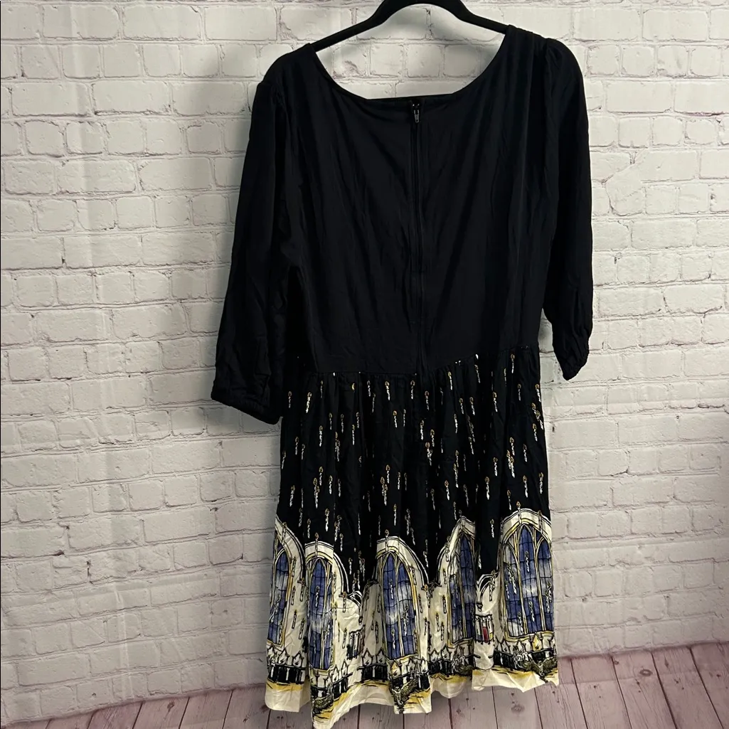 Harry Potter x Hot Topic RARE great hall border mid length skater dress Black Size 14 - Image 12
