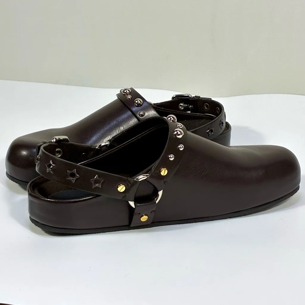 Stella McCartney Elyse Studded Slingback Clogs Eco Mat Coffee EU 40 NEW Vegan - Image 11