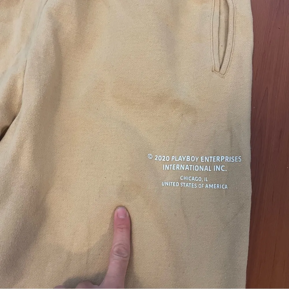 Pacsun Playboy Sweatpants Joggers Tan White Small - Image 3