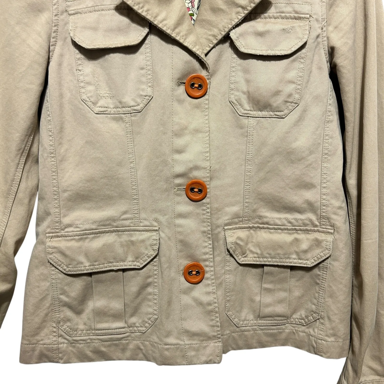 Y2k Old Navy Womens Utility Button Jacket S Khaki Grunge Streetwear Indie Sleaze - Image 3