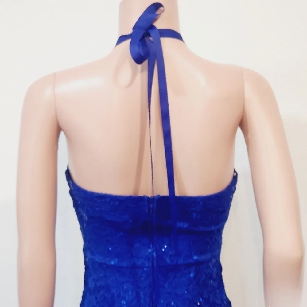 LA Scala Formal Floor Length Lace Rhinestone Neck Dress Size S - Image 8