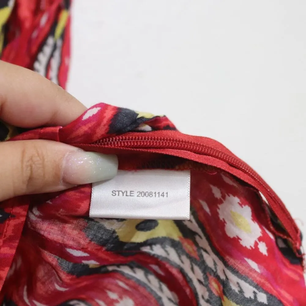 Tory Burch  Red Multicolor Ikat Print Sleeveless Blouse Sz 2 - Image 5