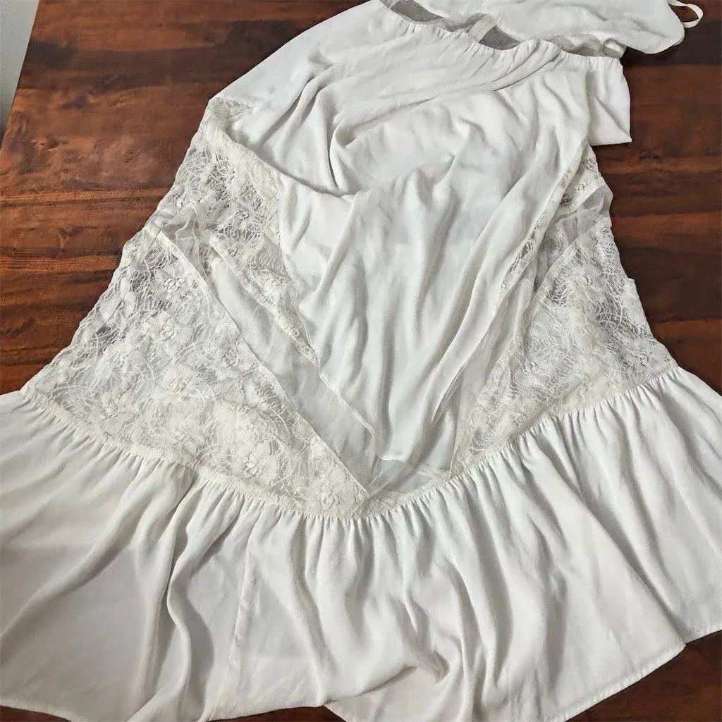 Topshop Women's‎ White Lace Midi Slip Dress Size 6 Elegant Spring - Image 2