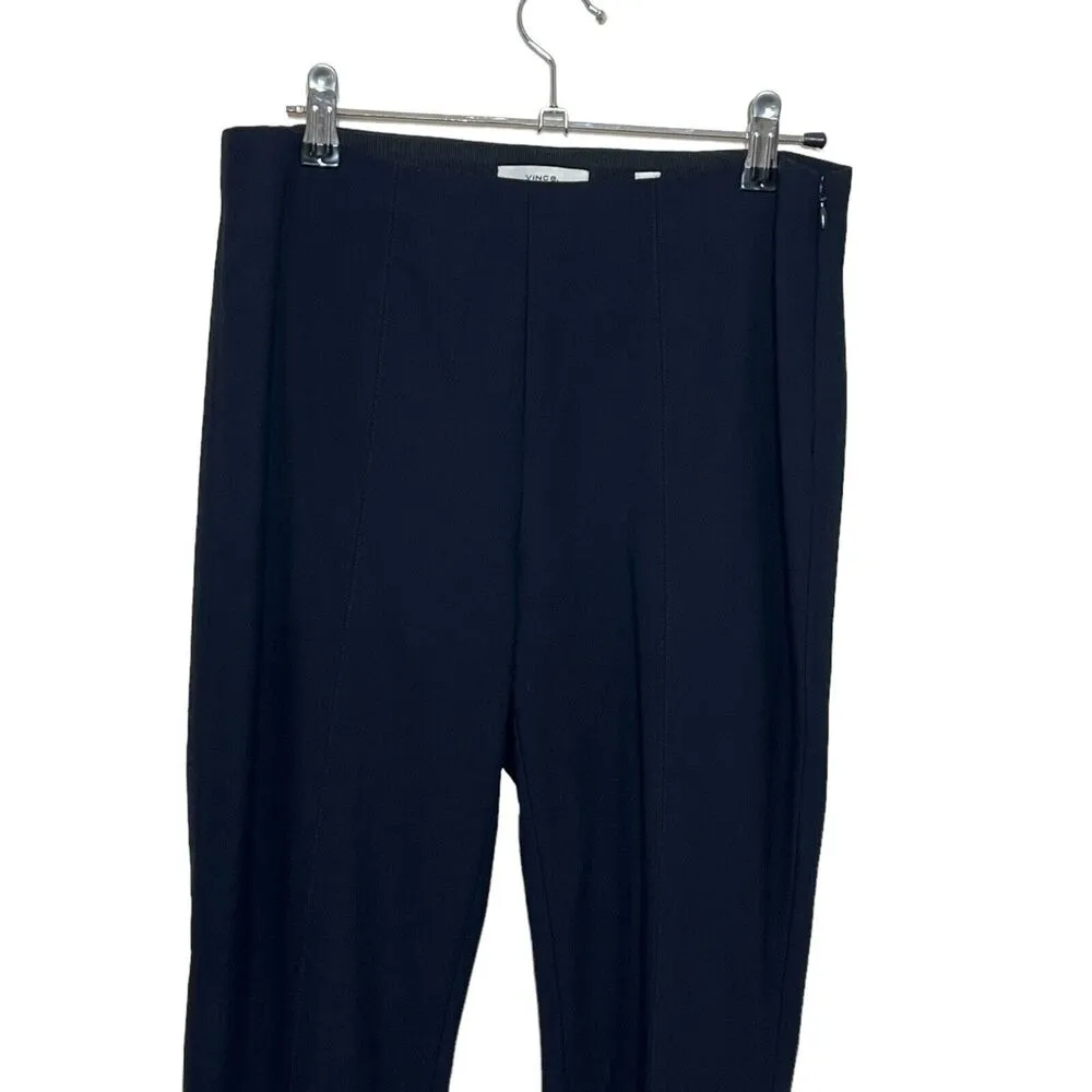 Vince Stitch Front Seamed Pants Straight Leg Cropped Split Hem Navy Size M - Image 2
