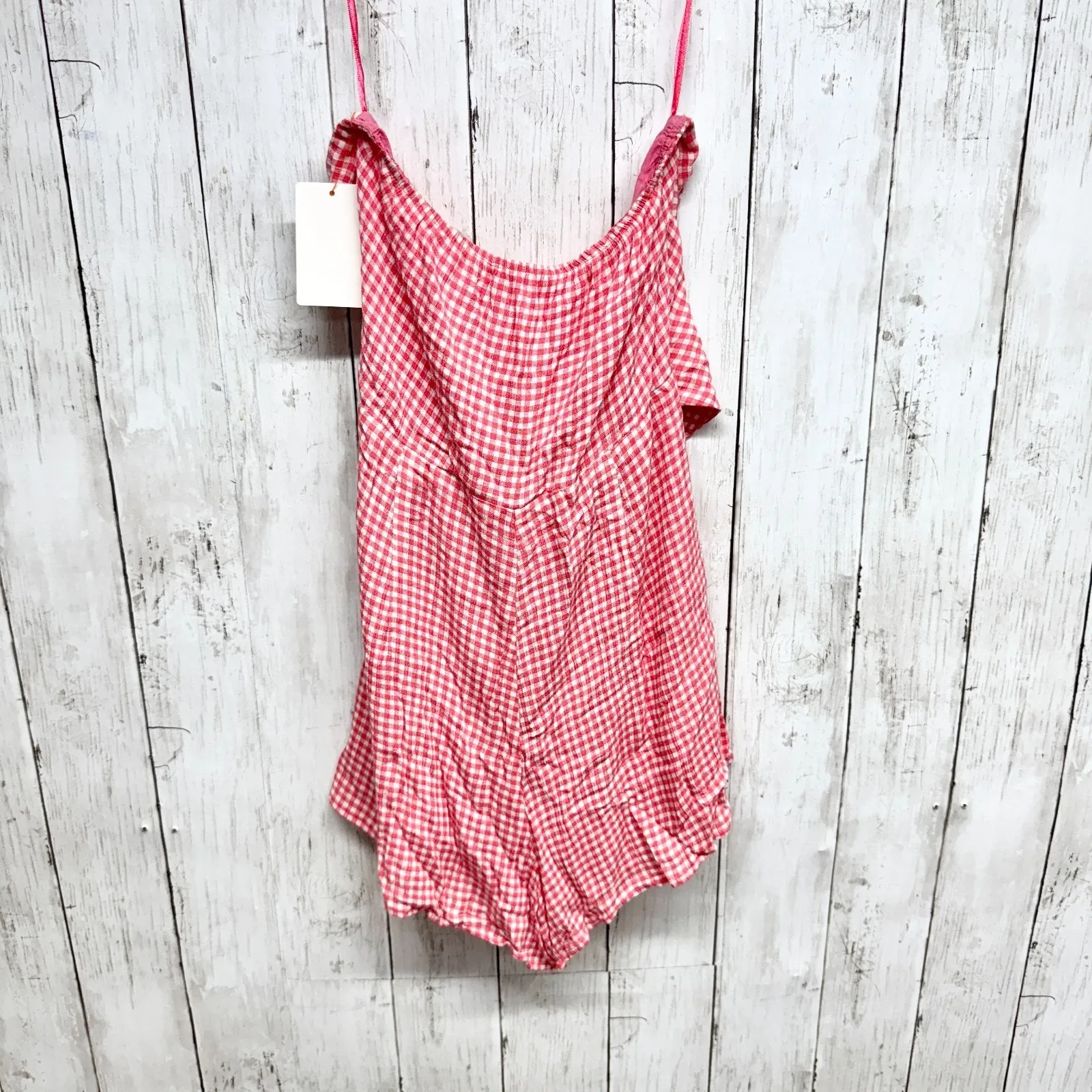 Luca + Grae Romper Women Cottage Small Red Gingham Plaid Tie Front Sleeveless - Image 7