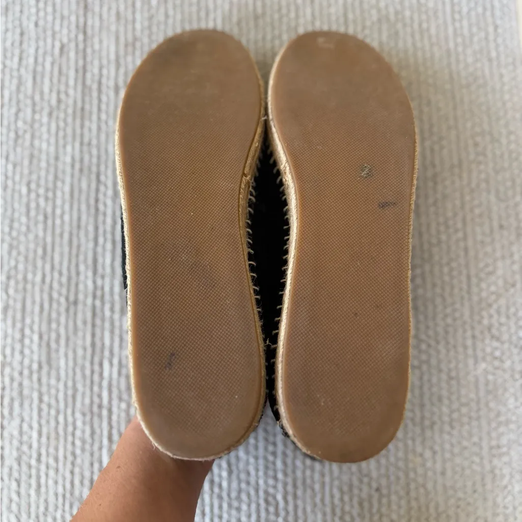 Steve Madden Pulsse Silver Sparkle Black Suede Espadrilles Flats Size 10 - Image 9