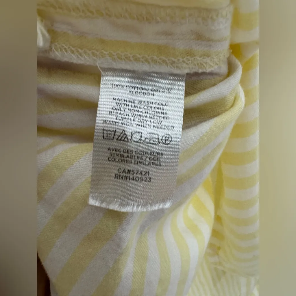 Loft XS Yellow White Stripe‎ Collar Button Down Shirt - Image 5