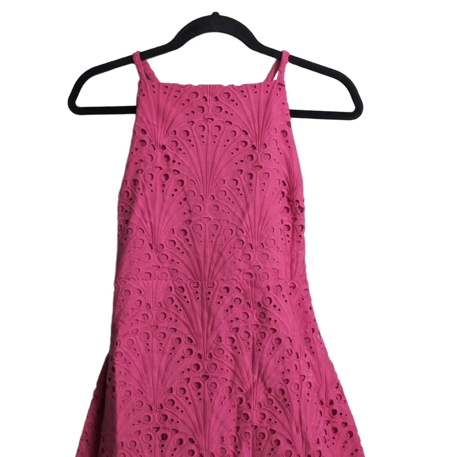 NWT Andie Roatan Dress Russet Pink Eyelet Halter Neck Scalloped Hem Midi Medium - Image 2