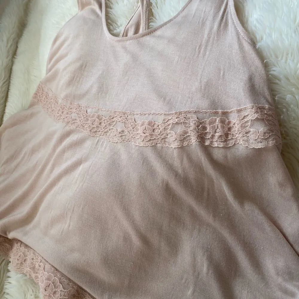 Pink Lace Loose Tank Top Pink Size M - Image 4