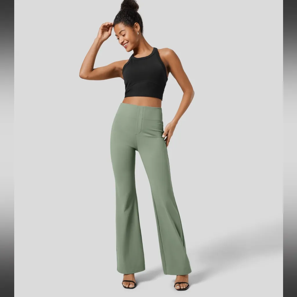 Halara  Flex High Waisted Back Side Pockets Slight Flare Work Pants - Image 6