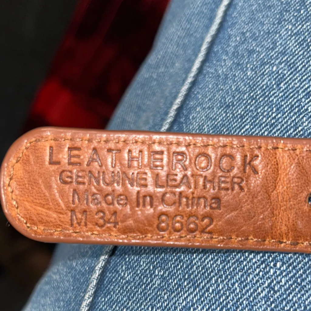 Leatherock Brown “Let It Rock” Belt with Gold Studs - Image 6