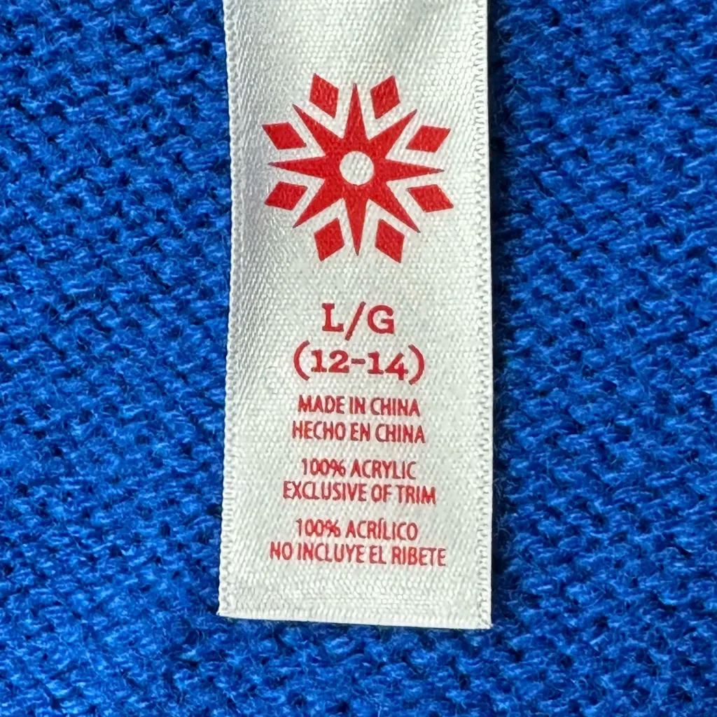 Holiday Polar Bear Ugly Christmas Sweater Blue Silver Metallic Trim Sz‎ L Skate - Image 8