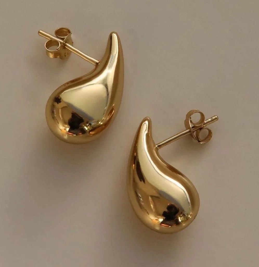 Trendy Tear Drop Earrings Gold - Image 2