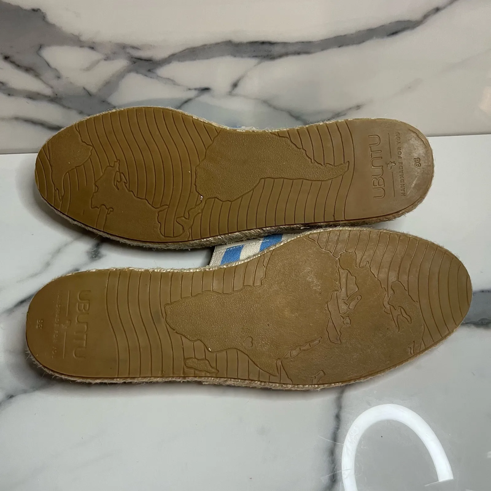 UBUNTU Women's Blue Cream Stripe Beach Vacation Espadrille Mules Sz 10.5 Slides - Image 5