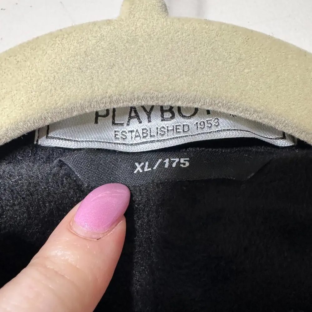 VTG Playboy Black Wool Blend Pea Coat XL - Image 2