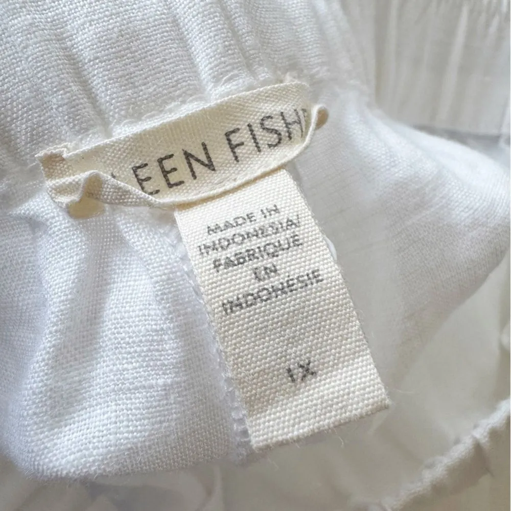 NEW Eileen Fisher 100% Organic Linen Wide Leg Pants in White Full Length 1X - Image 10