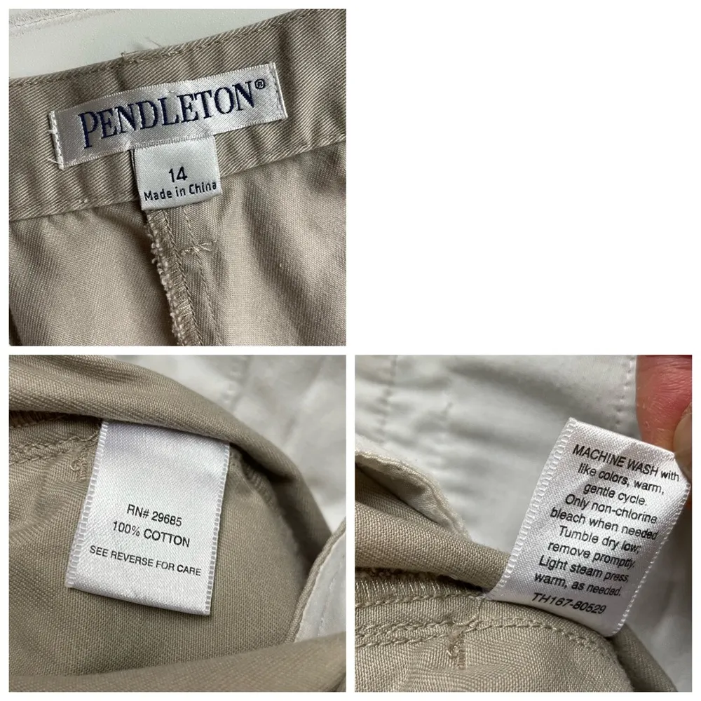 Pendleton Khaki Trouser Pant Tan Brown Beige Size 14 Office Business Casual 32L - Image 4