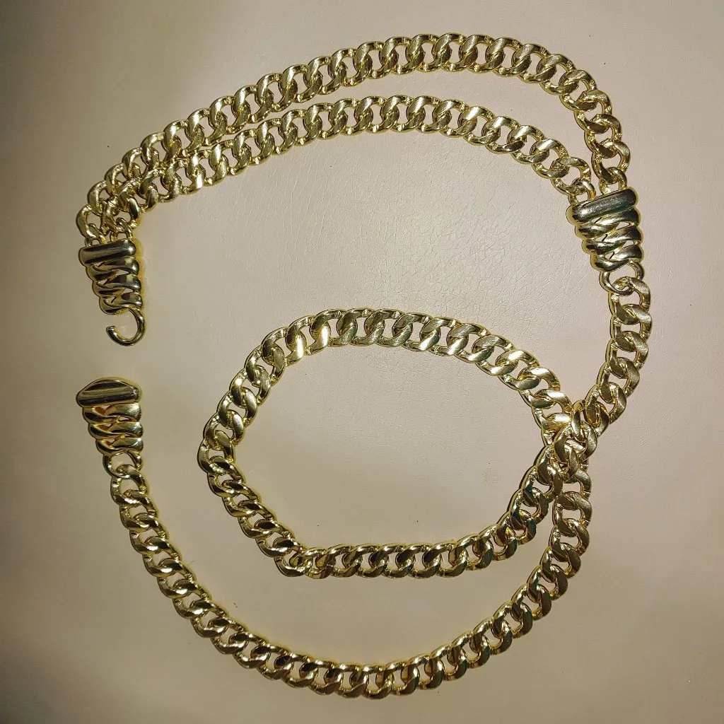 Gold Chain Waist Belt Double Layer Design Versatile Adjustable Vintage Style Size 36 - Image 3