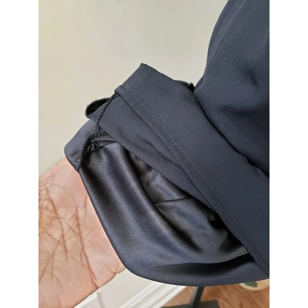 Express Knee Length Dress Women Size 0 Roman Black Lined One Shoulder Off Tiered - Image 11